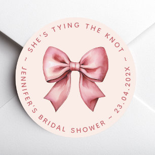 Roze Bruidsfeest Rode Strik Zij Knoopte de Kousen  Ronde Sticker