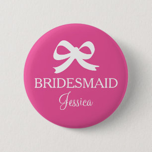 Roze bruidsmeisje badge knopen voor trouwfeest ronde button 5,7 cm