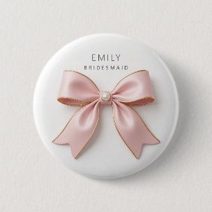 Roze bruidsmeisje boog parel luxe vrijgezellenfees ronde button 5,7 cm