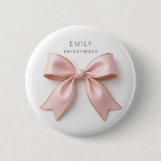 Roze bruidsmeisje boog parel luxe vrijgezellenfees ronde button 5,7 cm