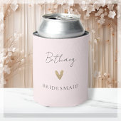 Roze Bruidsmeisje Goud Hart Modern Script Blikjeskoeler