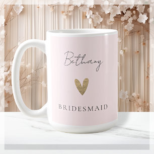 Roze Bruidsmeisje Hart Modern Schrift Koffiemok
