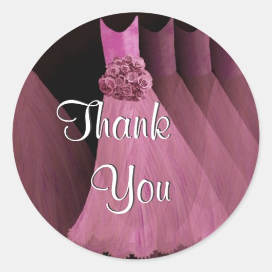 ROZE bruidsmeisje jurken - bruiloft dank u Ronde Sticker (Voorkant)