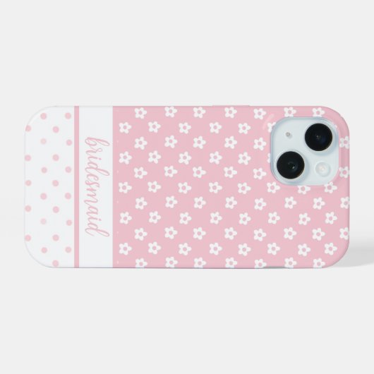 Roze bruidsmeisje telefoonhoesje iPhone 15 case (Achterkant horizontaal)
