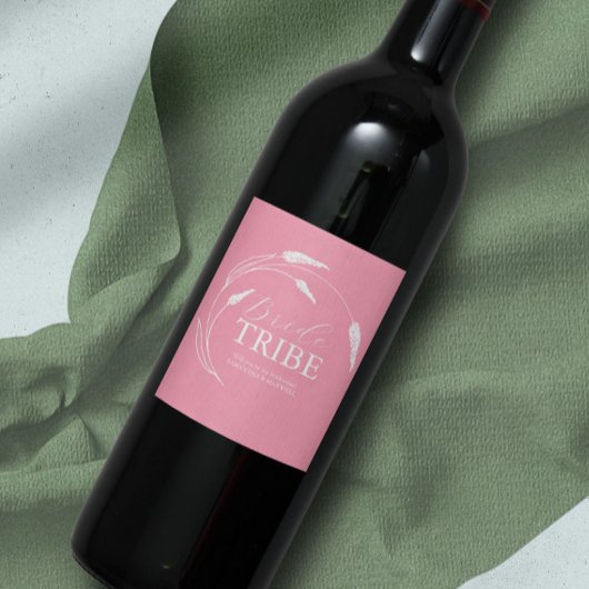 Roze bruidsmeisje voorstel label wijn etiket