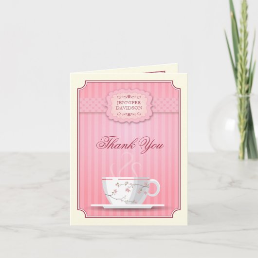 Roze Bruidsmeisjes Thee Feest Dank Je Bedankkaart (Voorkant)