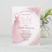 Roze bruidsmeisjesjurk bruidsuitnodiging kaart (Staand voorkant)