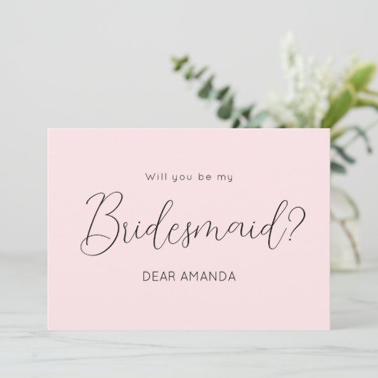 Roze bruidsschat Voorstel legante uitnodiging (Staand voorkant)