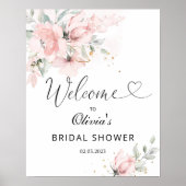 Roze bruidsshower welkomstbord met rozen poster (Voorkant)