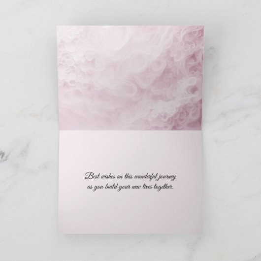 Roze Bruiloft Abstract met Pas getrouwd namen Kaart (Binnen)