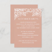 Roze bruiloft accommodaties. Bloemen QR details Informatiekaartje (Voorkant / Achterkant)