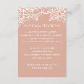 Roze bruiloft accommodaties. Bloemen QR details Informatiekaartje (Voorkant)