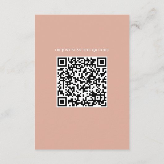 Roze bruiloft accommodaties. Bloemen QR details Informatiekaartje (Achterkant)