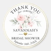 Roze Bruiloft / Baby Dankjewel Klassiek Ronde Sticker (Voorkant)