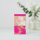 Roze bruiloft/bakkerij/pâtisserie visitekaartje (Staand voorkant)