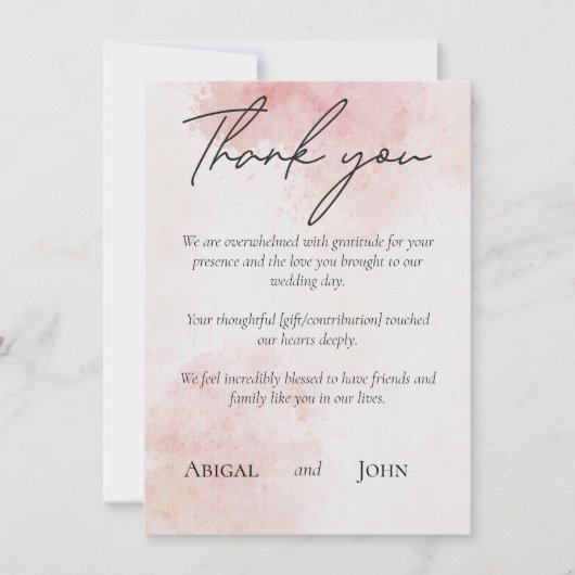 Roze bruiloft bedankkaart (Voorkant)