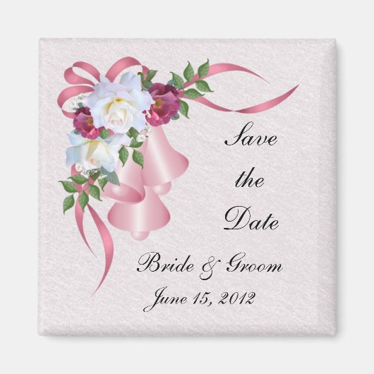 Roze Bruiloft Bells Save the Date Magnet (Voorkant)