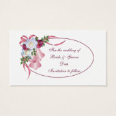 Roze Bruiloft Bells - Save the Date Visitekaartje (Achterkant)