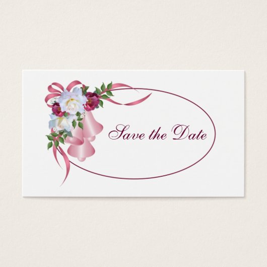 Roze Bruiloft Bells - Save the Date Visitekaartje (Voorkant)