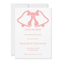 Roze bruiloft Bewaar de datum Kaart klokken en lin