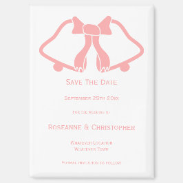 Roze bruiloft Bewaar de datum magneet klokken lint