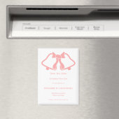 Roze bruiloft Bewaar de datum magneet klokken lint (Insitu (Vaatwasser))