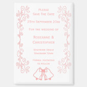 Roze bruiloft Bewaar de datum magneetbellen Magneet (Voorkant)