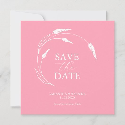 Roze Bruiloft Bewaar de datum Sjablonen Kaart (Voorkant)