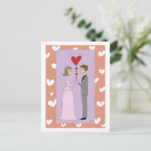 Roze bruiloft briefkaart (Staand voorkant)