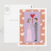 Roze bruiloft briefkaart (Voorkant / Achterkant)