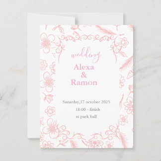roze bruiloft briefkaart