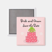 Roze bruiloft Cake Save the Date Magneet (Voorkant / Achterkant)