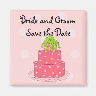 Roze bruiloft Cake Save the Date Magneet