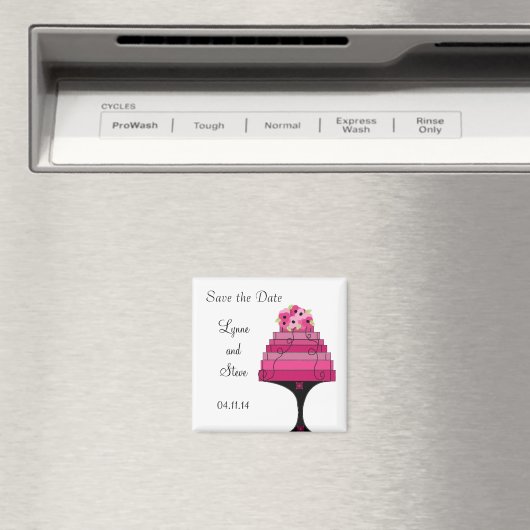 Roze bruiloft Cake Save the Date Magneet (Insitu (Vaatwasser))
