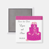 Roze bruiloft Cake Save the Date Magneet (Voorkant / Achterkant)