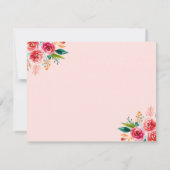 Roze bruiloft Dank u Bloemennotitie Kaart Notitiekaartje (Achterkant)