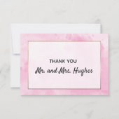 Roze bruiloft dank u in waterverf bedankkaart (Voorkant)