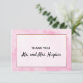 Roze bruiloft dank u in waterverf bedankkaart (Staand voorkant)