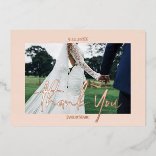 Roze bruiloft Echte Folie 2 foto's Dank je kaarten