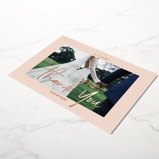 Roze bruiloft Echte Folie 2 foto's Dank je kaarten (Gedraaid)