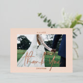 Roze bruiloft Echte Folie 2 foto's Dank je kaarten (Staand Voorkant)