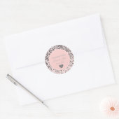 Roze Bruiloft Faux Silver Glitter Confetti Stippen Ronde Sticker (Envelop)