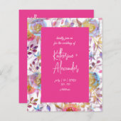 Roze bruiloft floral Lily Invitation classics (Voorkant / Achterkant)