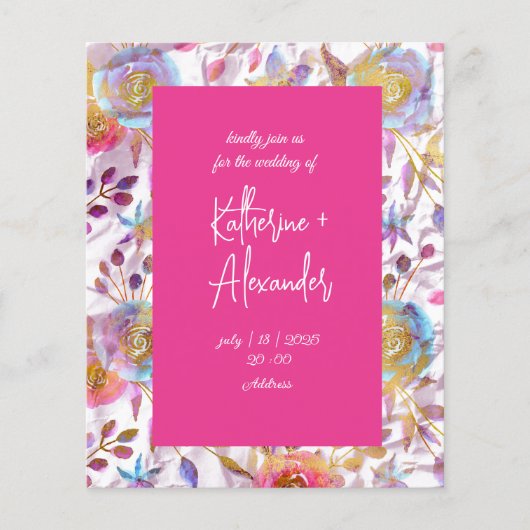 Roze bruiloft floral Lily Invitation classics (Voorkant)