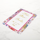 Roze bruiloft floral Lily Invitation classics Gold Folie Uitnodiging (Gedraaid)