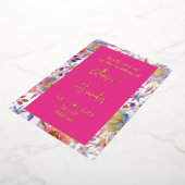 Roze bruiloft floral Lily Invitation classics Gold Folie Uitnodiging (Gedraaid)