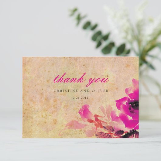 roze bruiloft Hartelijk dank Bedankkaart (Staand voorkant)