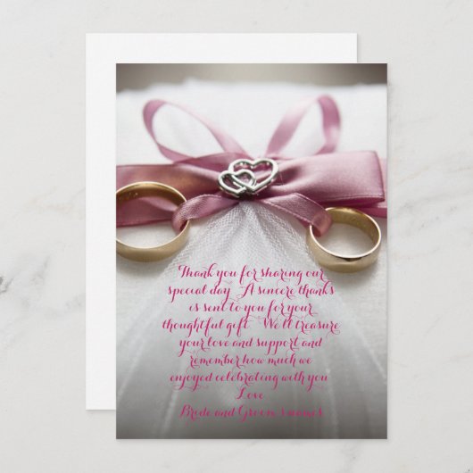 Roze bruiloft Hartelijk dank Kaart (Voorkant / Achterkant)