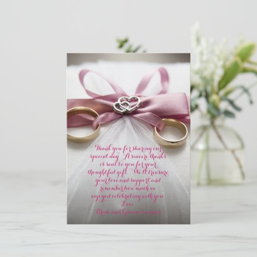 Roze bruiloft Hartelijk dank Kaart (Staand voorkant)