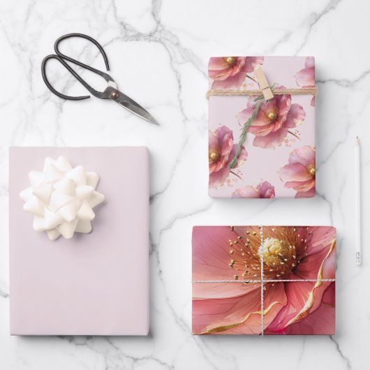 Roze Bruiloft Inpakpapier Vel (Voorkant)